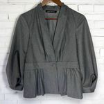 ZARA Woman Gray Single Button Tufted Balloon Sleeve Blazer Jacket Size Small Photo 0