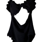 Cupshe  Black One Piece Swimsuit Cut Out Ruffle Trim Sexy Swimwear L‎ Photo 0