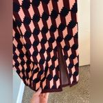 Ann Taylor Knit Geometric Patterned MIDI Dress - Pink Navy Burgundy Photo 2