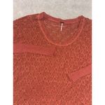 Free People ‎ Women's Sweater Open Knit Ruffle Hem Pullover Coral Orange S EUC Photo 1