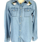 Star Wars Box Lunch blue denim long sleeve button down shirt women's size XS Photo 0