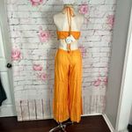 Boho Me  NWT peach halter cutout wide leg cropped jumpsuit Photo 5