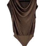EXPRESS Chocolate Brown Satin Cowl Neck Gramercy Bodysuit Sz XL Women’s Photo 0