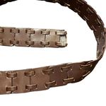 Brown Leather Woven Belt Plus Size 1X Gold Buckle Women's 47 Inch Western Trendy Photo 1