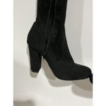 Forever 21 Womans Black Faux Suede Quarter Zip Otk Boots 7.5 Block Heel Photo 2