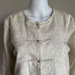 Eileen Fisher  Cream Silk Crinkle Lightweight Jacket Size M Photo 3
