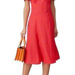 Tara Jarmon Rozenn Pink Heart Collared Shirt Short Sleeve Midi Dress Size 10 Photo 0