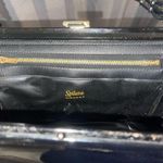 Vintage patent Leather Hinged Top Handle Bag black w/ gold hardware Spilene Photo 6