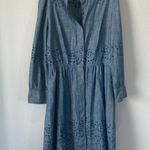 Lucky Brand Embroidered Eyelet Denim Western Dress Size 12 Photo 1