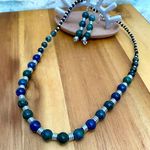Artisan Lapis Chrysocolla Necklace and Earrings Blue Photo 0