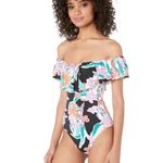 Trina Turk  Women's Tropic Wave Over the Shoulder‎ Bandeau One Piece Size 10 Photo 4