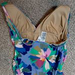 Gap Plunge Floral One-Piece Swimsuit L Ruched Sides Adjustable Straps Resort Photo 9
