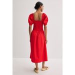 Madewell  Smocked Puff Sleeve Midi Dress in Poplin Cerise Size XS NWT Cottagecore Photo 2