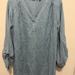 Soft Surroundings  Blue Embroidered V-neck Tunic 3/4 sleeve Photo 0