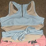 ALBION FIT Albion Island Fever Floral Stripe Castaway One Piece Swimsuit Zip Tie Back XL Photo 7