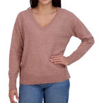 Lucky Brand Women’s Dusty Rose Pink Vneck Pullover sweater XL Photo 0