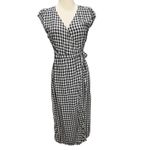 J Crew Midi Wrap Dress Womens XXS Blue White Gingham Viscose Classic Cottagecore Photo 1