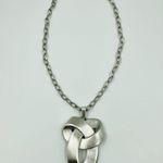 Trifari Crown Chunky Celtic Knot Pendant Silver Tone Cable Chain 10.5" Necklace Photo 0