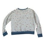 Pact Organic Cotton Pullover Sweatshirt | Blue Stripe Scattered Heart | Medium Photo 1
