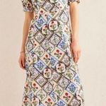 Boden Ruched Sweetheart Midi Dress Linen 4P Blue Photo 0