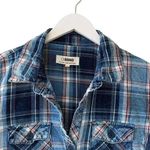 Ci Sono Plaid Collection Blue Button Down shirt ribbed cage denim SZ L #2271 Photo 4