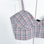 ZARA  Tweed Checkered Plaid Corset Crop Top Photo 2