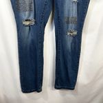 Midnight Velvet Size 14 Jeans Rhinestone Distressed Blue Skinny Mid Rise 829 Photo 3