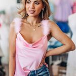 Le lis  Pink Chic Camisole Faux Fur Top Size Large Photo 4