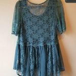 Free People  Lace Embroidered Peplum Blouse Photo 2