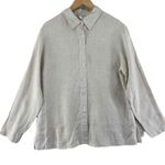 Talbots  Button Front Shirt Womens‎ 16 Tan Irish Linen Grandma Coastal Vintage Photo 0