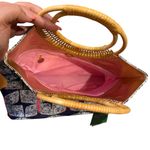 Lilly Pulitzer Straw Handle Tote Bag Navy Blue Buttefly Beach Travel Purse NWT Photo 5