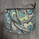 Thirty One Cosmetic Pouch Bag Blue Green Gray Paisley Print Zippered Organizer Photo 0