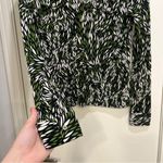 Tory Burch  Green Black White Silk Long Sleeve Button Down Blouse Photo 3
