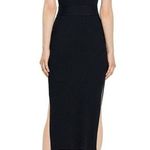 Nicholas Black Midi Halter Ribbed Bodycon Dress with Slit Photo 2