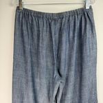 Trina Turk  Lyocell Linen Wide Leg Crop Slit Hem Pants Sz Medium Blue Chambray Photo 12