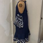 Red Carter Embroidered Linen Cold Shoulder V Neck Midi Dress S Costal Cowgirl Photo 2