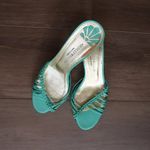 Unique Vintage Vintage Mint Green Braided Kitten Heel Mules – Made in Italy Photo 1
