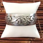 Brighton Silver Filigree Scroll Bangle Bracelet With Crystal Accents Photo 3