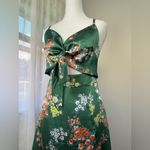 Dark Green Floral Print Tie Photo 3