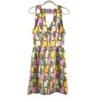 Milly Italian Silk Dress Women 8 Geo Print Boho Feminity Retro Resort Party Y2K Photo 2