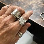 Sterling silver stack of 2 rings with an Eagle Photo 9