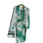 SheIn NWT Satin Paisley Shirt Dress Medium Green Baddie Loud Luxury Glam Regency Chic Photo 6