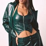 Tiger Mist  Dark Green Faux Leather halter top size S NWT Photo 0