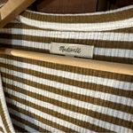 Madewell  ribbed pointelle square scoop long sleeve tee S white brown stripe Photo 9