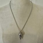 Gothic Raven Skull Pendant Necklace with Ornate Scrollwork Silver Photo 1