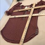 Mystree  Maroon Geometric Trim Top long sleeve pullover minimalist Boho Y2K Photo 4