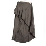 Bondi Born Taupe Midi Wrap Skirt Japanese Linen Size M Photo 3