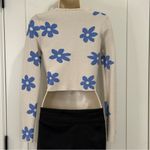 Forever 21  Daisy Crop Cardigan Cream Blue Small Preppy Twee Coquette Spring Chic Photo 2