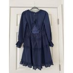Navy Ruffle Dress Blue Size M Photo 1