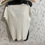 DKNY  Ivory Ribbed V-Neck Top Photo 1